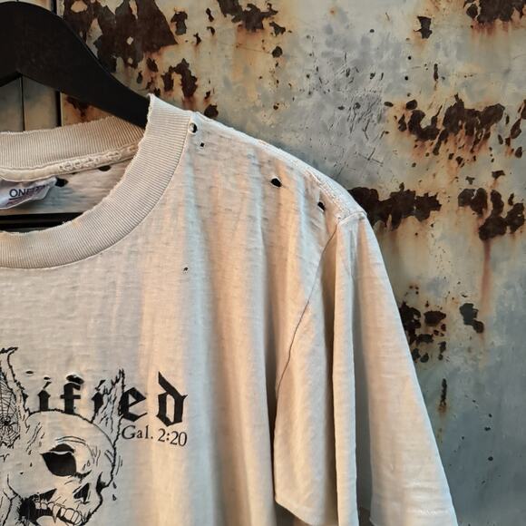 Vintage 1989 The Crucified Getting A Grip On Things T Shirt L Hardcore Thrash - Picture 4 of 9